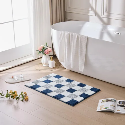 Miniatura 12 de CozeCube Tapetes de baño para baño antideslizantes, alfombras de baño de microfibra absorbente esponjosas lavables, alfombras de baño estéticas
