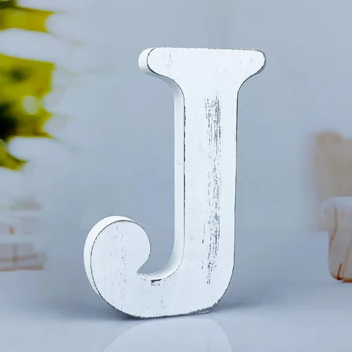 Miniatura 18 de Letras de madera rústica blanca de 6 pulgadas, letras de madera sin terminar para decoración de pared, letras de pie retro blancas blancas