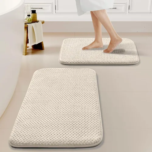 Miniatura 13 de H.VERSAILTEX Juego de alfombras y tapetes de baño, 2 piezas absorbentes de espuma viscoelástica, antideslizantes, suaves y peludas para baño, Gris