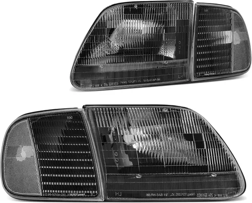 DWVO Conjunto de faros delanteros Compatible con Ford F-150 1997-2003/Ford F-150 Heritage 2004/Ford Expedition 1997-2002 Carcasa negra Reflector