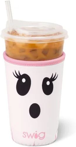Miniatura 52 de Swig Life Coolie de Taza Helada Mediana, Funda Aislante de Taza de Café Helado de Halloween de 22oz con Asa, Coolie Aislado de Neopreno Mantiene