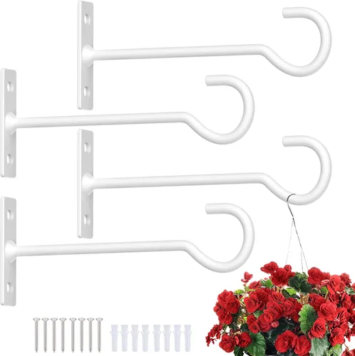Miniatura 27 de Ganchos para plantas, paquete de 2 soportes de metal para colgar plantas de 6 pulgadas, gancho decorativo para comederos de pájaros, macetas, Negro