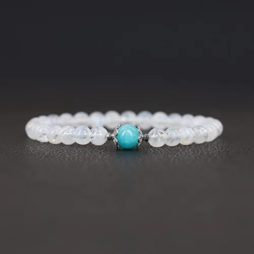 Miniatura 4 de COAI Pulsera de piedra lunar de amazonita para mujer