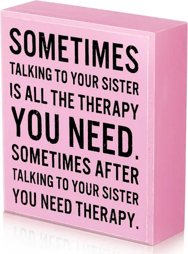 Miniatura 9 de Jetec Funny Sister Gifts Sometimes Talking to Your Sister Is All the Therapy You Need - Letrero de madera de 5.9 x 5.1 pulgadas, placas divertidas