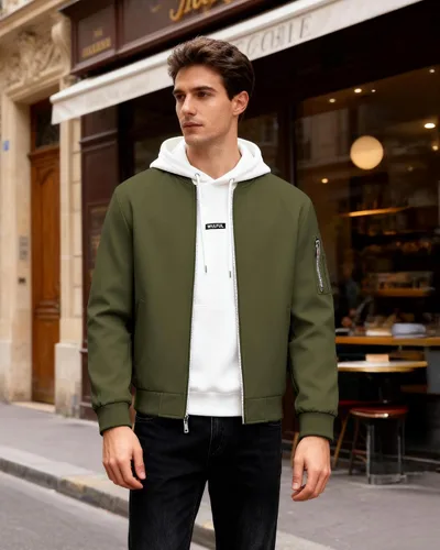 Miniatura 3 de WULFUL Chaqueta Bomber para Hombre Ligera Casual Cortavientos con Cremallera Abrigo con Bolsillo