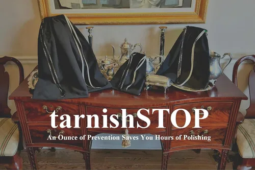 Miniatura 9 de tarnishSTOP, Fabricado en Estados Unidos, bolsa de tela antideslustre de lujo de 18 x 18 pulgadas para almacenamiento de plata, plata de ley, joyas