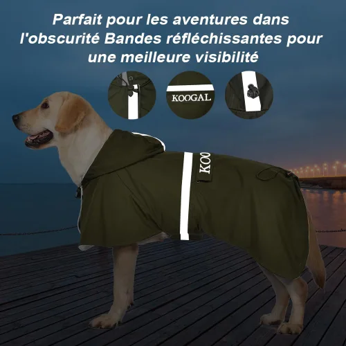 Miniatura 4 de Impermeable para perros grandes, poncho impermeable para perros medianos y grandes, ropa impermeable (4XL, verde)