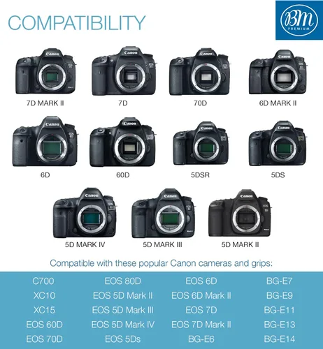 Miniatura 7 de BM - Paquete de 2 baterías LP-E6N y cargador para Canon EOS R, EOS R5, EOS 90D, EOS 60D, EOS 70D, EOS 80D, EOS 5D II, EOS 5D III, EOS 5D IV, EOS