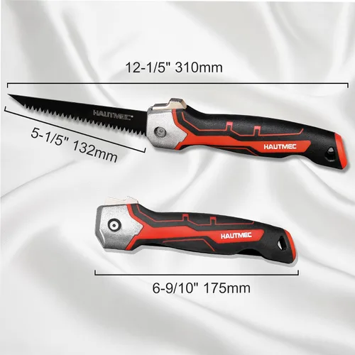Miniatura 3 de HAUTMEC Sierra plegable para paneles de yeso con funda, sierra Jab de triple tierra 7TPI con hoja de acero de alto carbono, revestimiento negro