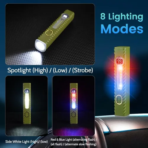 Miniatura 2 de Linternas recargables con 8 modos, linterna pequeña con pantalla digital LCD, luz de flash EDC de alto lúmenes, linternas LED de mano