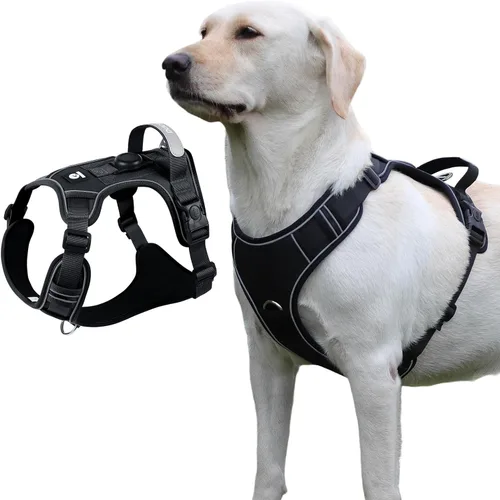 Arnés mejorado para perro con soporte AirTag, chaleco ajustable a prueba de escapes para perros grandes al aire libre, chaqueta suave y transpirable