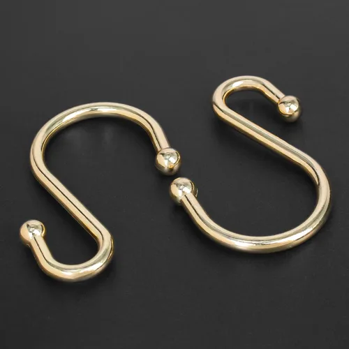 Miniatura 3 de Ganchos para cortina de ducha, juego de 12 anillos decorativos en forma de S a prueba de óxido, ganchos multiusos en S (dorado)