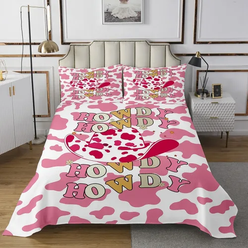 Miniatura 2 de Colcha de vaqueras occidentales para niños, tamaño individual, con estampado de piel de vaca rosa, decoración de habitación de niños y adultos
