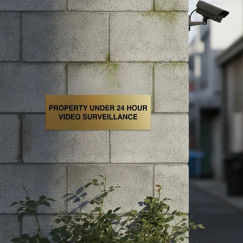 Miniatura 4 de Signs ByLITA Basic Property - Señal de video bajo vigilancia de 24 horas (plata cepillada) - Mediano Brushed Silver