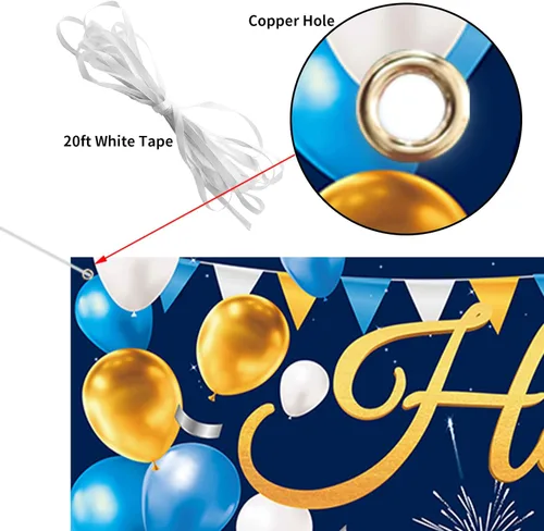 Miniatura 5 de Cartel grande de feliz cumpleaños número 16, cartel de cumpleaños azul dorado 16, suministros de decoración de fiesta de 16 años para niños y niños