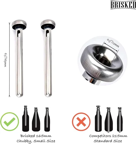 Miniatura 3 de Juego de palitos enfriadores de cerveza para botellas 2 enfriadores de acero inoxidable para botellas gorditas Accesorios de regalo de Navidad