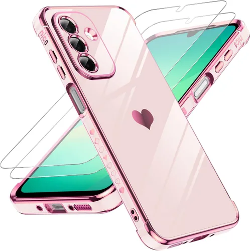 Miniatura 91 de LeYi for Moto G 5G 2025 Case: with Tempered Glass Screen Protector [2 Pcs]+ Full Camera Lens Protection,Love Heart Plating Cute Luxury Soft TPU