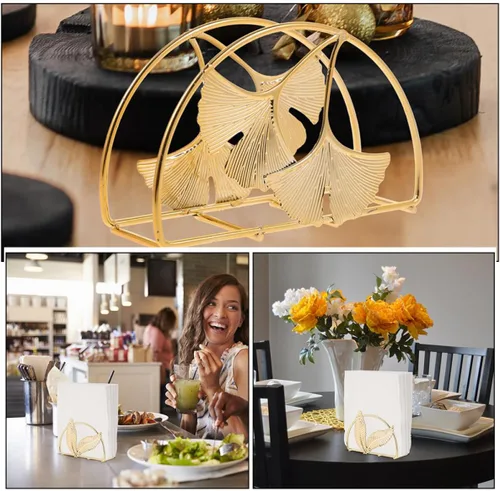 Miniatura 3 de HOMSFOU 2pcs Metal Napkin Holder Rack Set, Standing Paper Tissue Dispenser for Tabletop, Modern Farmhouse Style Serviette Organizer for Restaurant