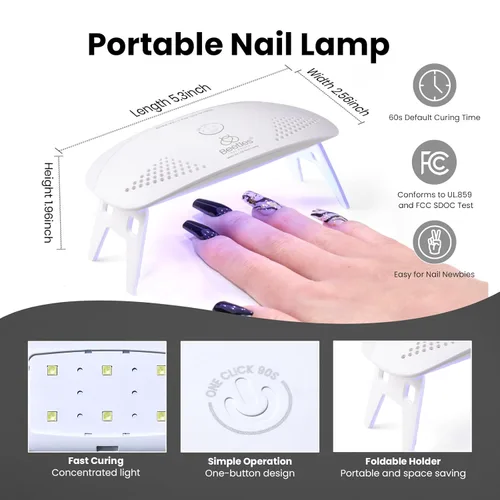 Miniatura 6 de Kit de esmalte de uñas en gel negro de Beetles con luz UV, juego de 5 esmaltes de uñas en gel con base y capa superior y lima de uñas