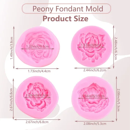 Miniatura 2 de Molde de silicona para fondant de flores de peonía para decoración de tartas de chocolate, caramelo, polimérico, vela, jabón, goma de mascar, juego
