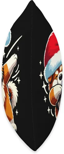 Miniatura 2 de Xmas Chow Chow Gifts Chow Dog Christmas Dab Pose Santa Hat Xmas Throw Pillow, 16x16, Multicolor