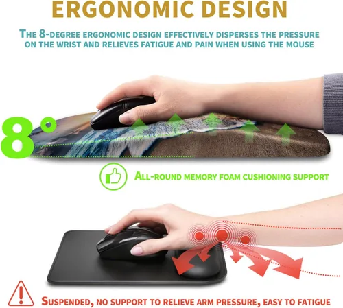 Miniatura 5 de Hokafenle Alfombrilla ergonómica para ratón con soporte para muñeca con diseño de masaje, reposamuñecas para aliviar el dolor, con espuma