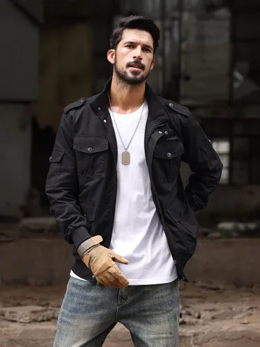 Miniatura 3 de TACVASEN - Chaquetas de algodón para hombre, estilo militar, con múltiples bolsillos