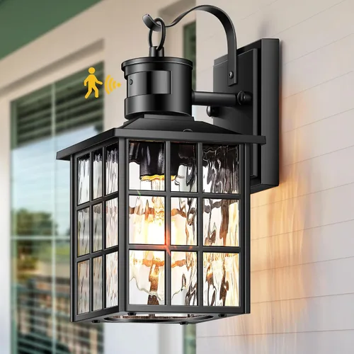 Miniatura 14 de VIANIS Luces de pared al aire libre con sensor de movimiento, luces de pared blancas del atardecer al amanecer, accesorio de luz exterior, linterna