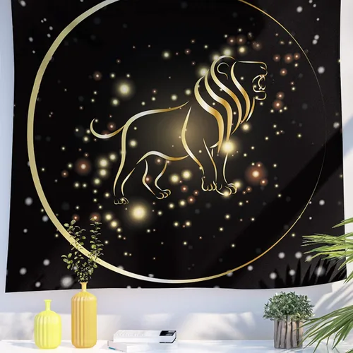 Berkin Arts Tapiz decorativo para colgar en la pared, tela de poliéster de alta calidad, arte espacial, fondo de tela dorada galáctica ornamentada,