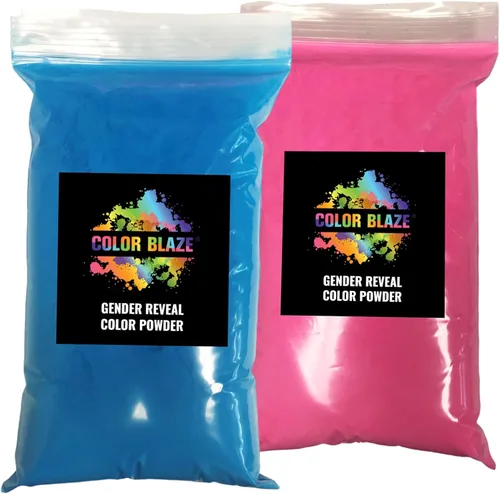 Color Blaze Polvo de revelación de género para bebé, 1 libra de color azul y 1 libra de color rosa, para niños o niñas, para el desgaste del Azul y
