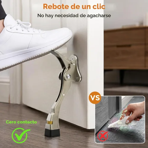 Miniatura 3 de Gotega Tope de Puerta, 2 Paquetes de Tope de Puerta con Altura Ajustable con un Solo Toque y Punta de Goma de 4 Pulgadas, Topes de Puerta Níquel