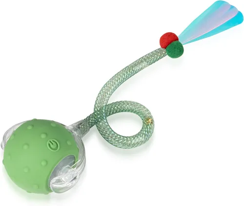 Miniatura 11 de Pelota interactiva de juguetes para gatos de interior, juguete de bola móvil automática de nueva generación 2025 con cola de malla elástica