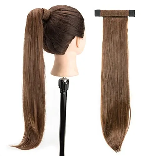 Miniatura 4 de IMISSU Novelly Design - Extensión de cabello largo y ondulado con cola de caballo con diadema flexible (rubio oscuro)