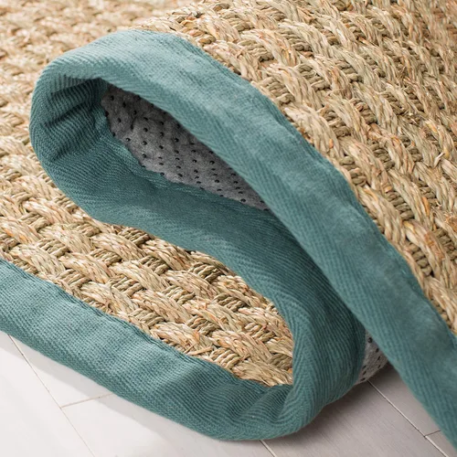 Miniatura 7 de SAFAVIEH Alfombra de Área 8x10 - Colección de Fibra Natural - Grande - Natural y Azul Claro, Hierba Marina, Patrón de Tejido de Canasta (NF114M)