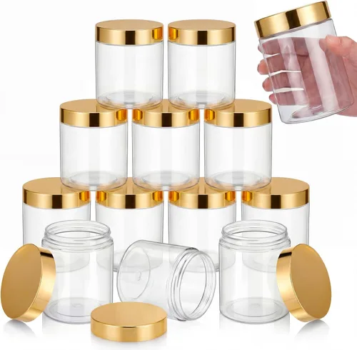Miniatura 39 de SATINIOR Paquete de 12 frascos de plástico con tapas, frascos redondos para cosméticos de viaje, para artículos de tocador, loción, crema