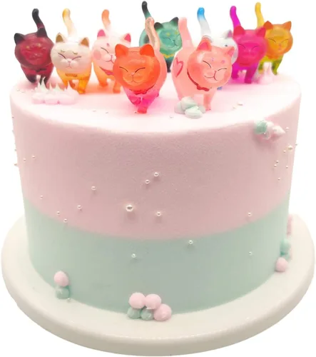 9 piezas coloridas y lindas figuras de gato en miniatura, personajes de animales, decoración de colección de figuras pequeñas, decoración de
