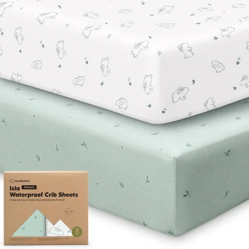 Miniatura 18 de Paquete de 2 sábanas impermeables para cuna de bebé para niños y niñas - 52x28 sábanas para cama de niño pequeño de viscosa derivada de bambú