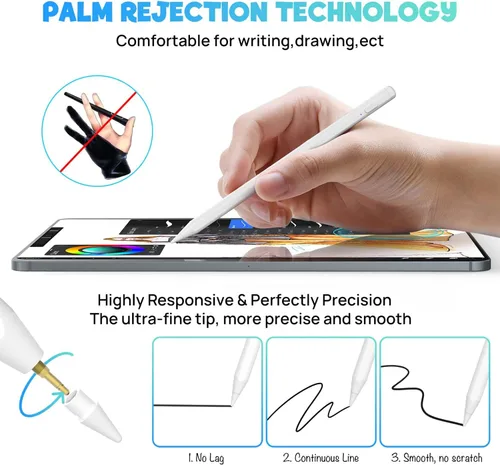 Miniatura 4 de Lápiz óptico para iPad con rechazo de palma, sensibilidad a la inclinación, diseño magnético, lápiz digital XHRGL Active compatible con Apple iPad