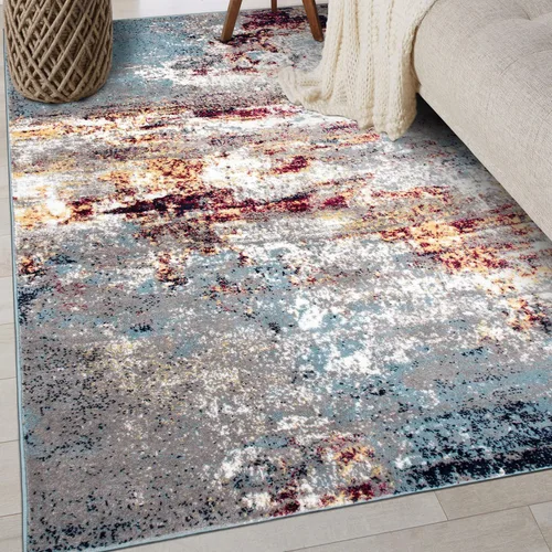 Miniatura 13 de Rugshop - Alfombra moderna envejecida gris abstracta estilo bohemio con acuarela para pasillo, entrada y cocina, 2 pies x 7 pies