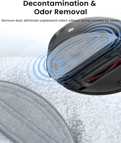 Miniatura 5 de Paquete de 4 almohadillas de trapeador de repuesto para aspiradora robot Roborock Q10 S5/Q10 S5+ – Paños de microfibra lavables a máquina