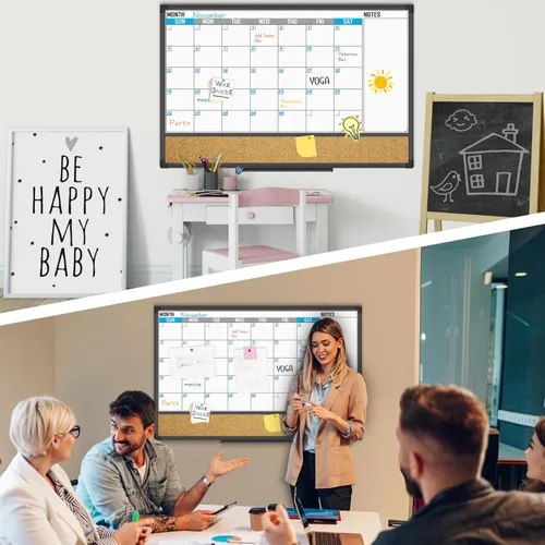 Miniatura 6 de XBoard Calendario de Pizarra Blanca de Borrado en Seco 36 X 24 Pulgadas - Calendario Combinado de Pizarra Blanca Mensual, Pizarra Blanca Magnética +