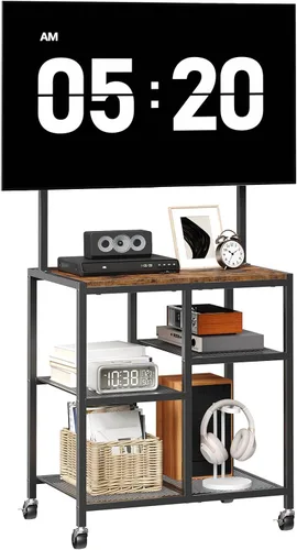 Miniatura 9 de HOOBRO Soporte de TV pequeño con ruedas y soporte para televisores de 50 pulgadas, soporte móvil de TV móvil con estantes de almacenamiento, pequeño