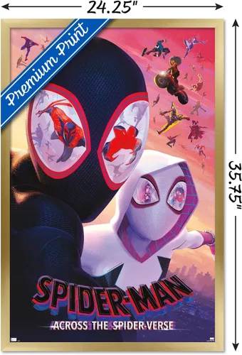 Miniatura 3 de Marvel Spider-Man: Across The Spider-Verse - Póster de pared de una hoja, 34 pulgadas de largo x 22.4 pulgadas de ancho, versión enmarcada en oro
