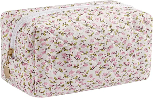 Miniatura 33 de Bolsa de maquillaje de viaje para mujeres y niñas, bolsa de maquillaje con cremallera, flores florales, organizador de maquillaje, bolsa de tela
