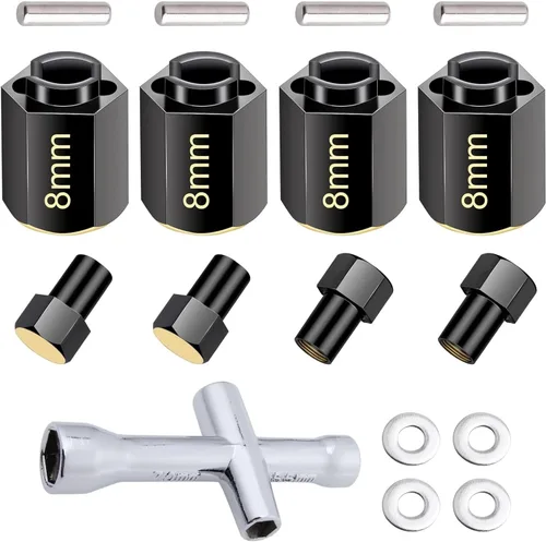Miniatura 8 de HobbyPark Extensión hexagonal de latón para piezas de actualización TRX4M, extensores de cubos hexagonales de rueda extendida, espaciadores
