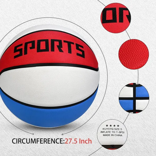 Miniatura 8 de KUYOTQ - Baloncesto para niños, jóvenes y adultos, tamaño 3/4/5/6/7 (22/25.5/27.5/28.5/29.5"), baloncesto premium de goma o cuero sintético