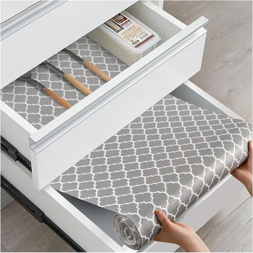 Miniatura 26 de Forro antideslizante para cajones y estantes, no adhesivos, grueso, agarre fuerte, impermeable, lavable, protege los estantes del aparador, armarios