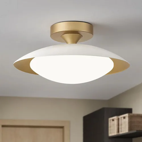 Lámpara de techo de montaje semiempotrado moderna y regulable, pequeña pantalla LED blanca y dorada, luces de techo de cocina, 5CCT en una lámpara