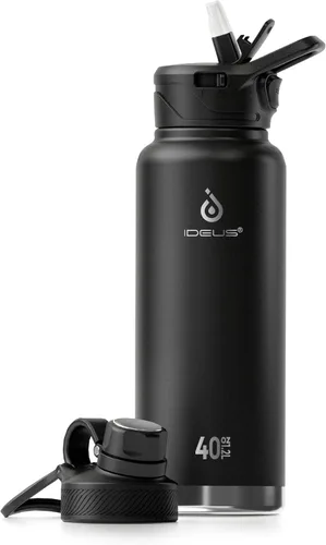 Miniatura 10 de IDEUS Botella de agua aislada de 12 onzas, botella de agua aislada de acero inoxidable para la escuela, botellas aisladas con pajitas a prueba