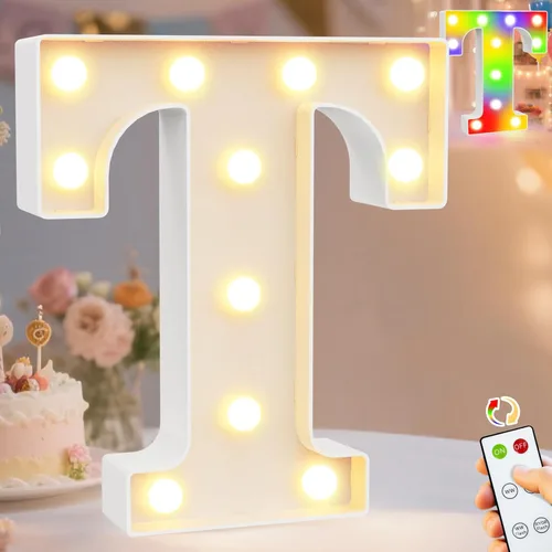 Miniatura 44 de Pooqla Letras con luces LED de marquesina, letras decorativas iluminadas en blanco cálido y blanco frío, letras del alfabeto iluminadas para niños